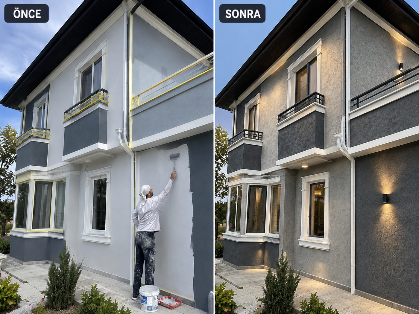 Alaçatı dış cephe boya öncesi ve sonrası