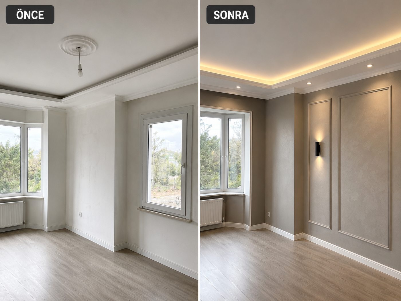 Alaçatı iç cephe boya öncesi ve sonrası